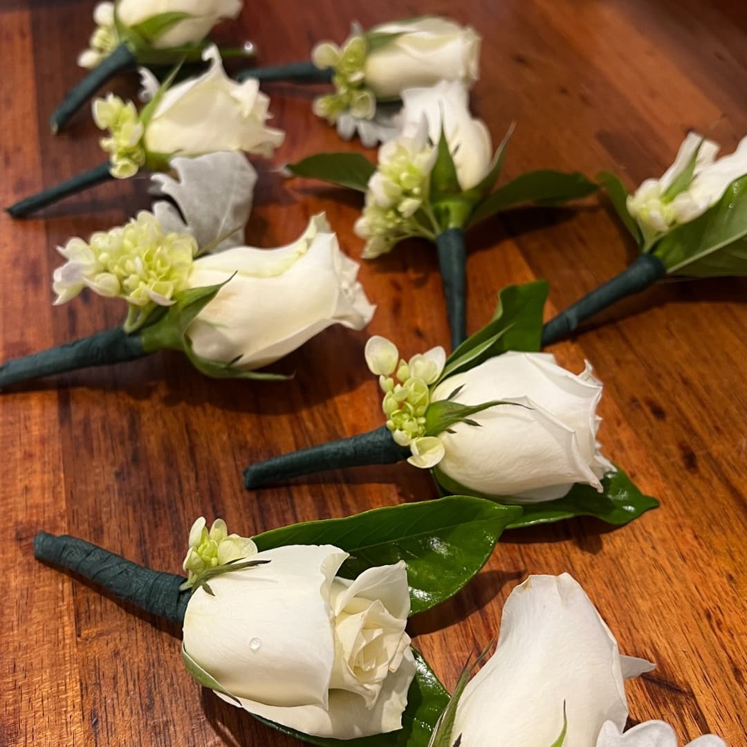 White rose boutonnières